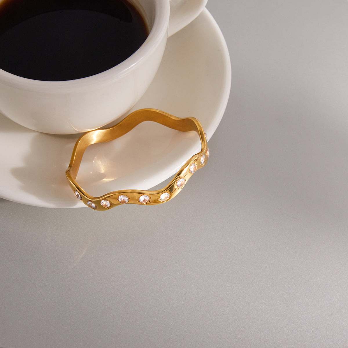 Levante Wavy Crystal Bangle Bracelet