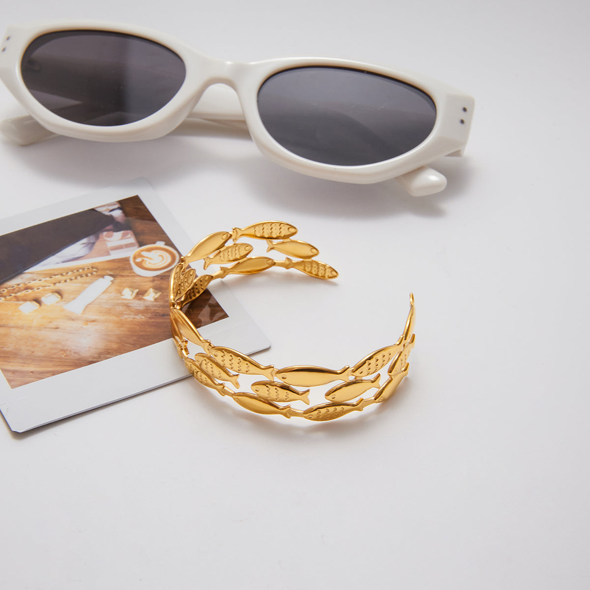 Shoal Three-Row Fish Cuff Bracelet