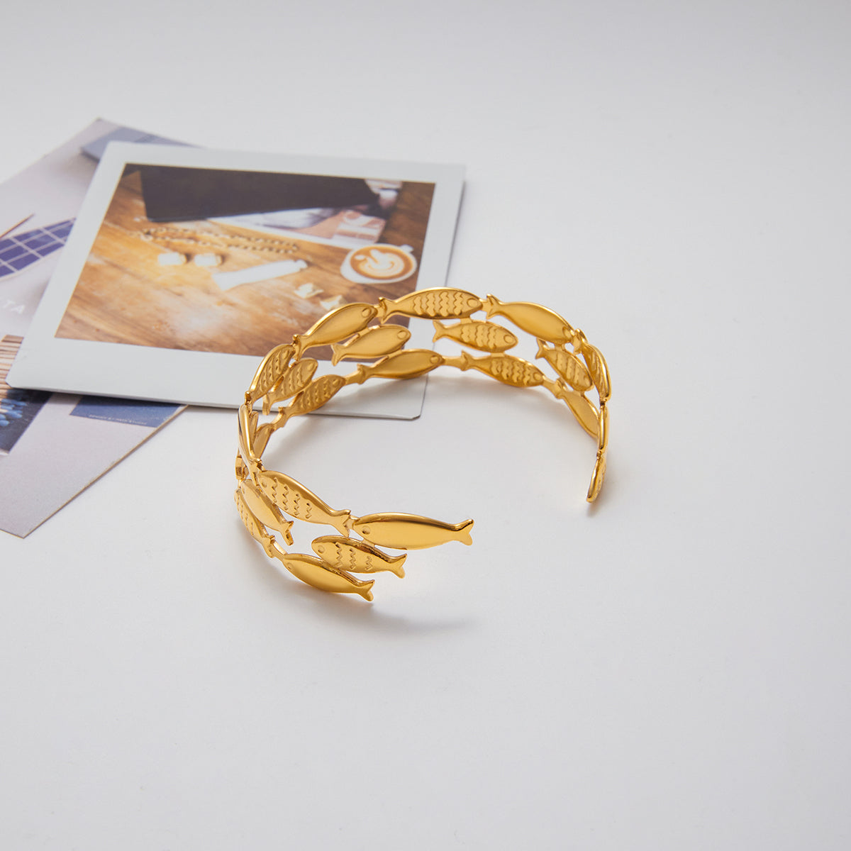 Shoal Three-Row Fish Cuff Bracelet