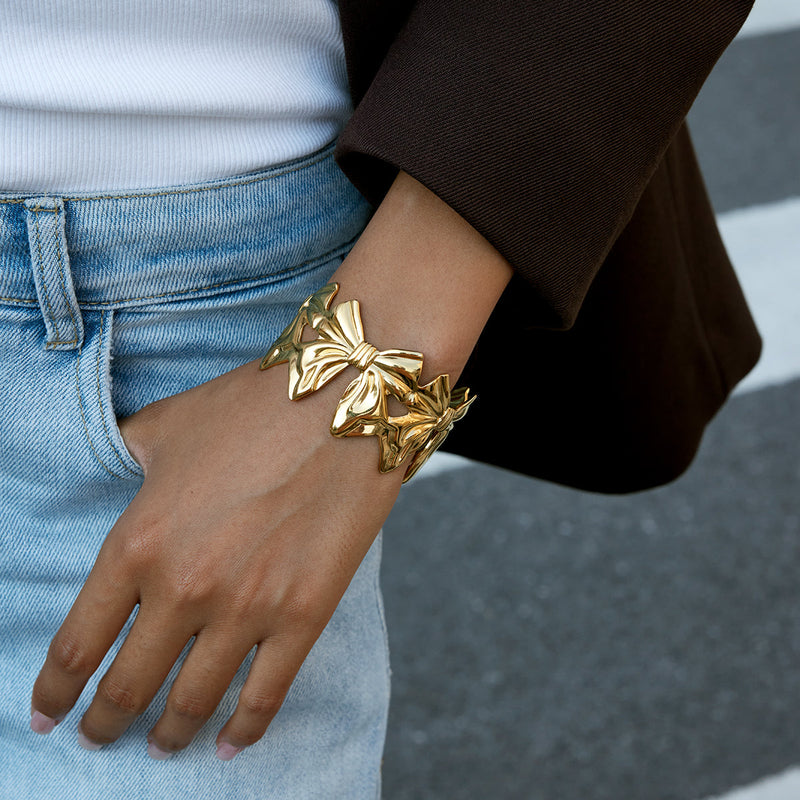 Almond Blossom Bow Cuff Bracelet