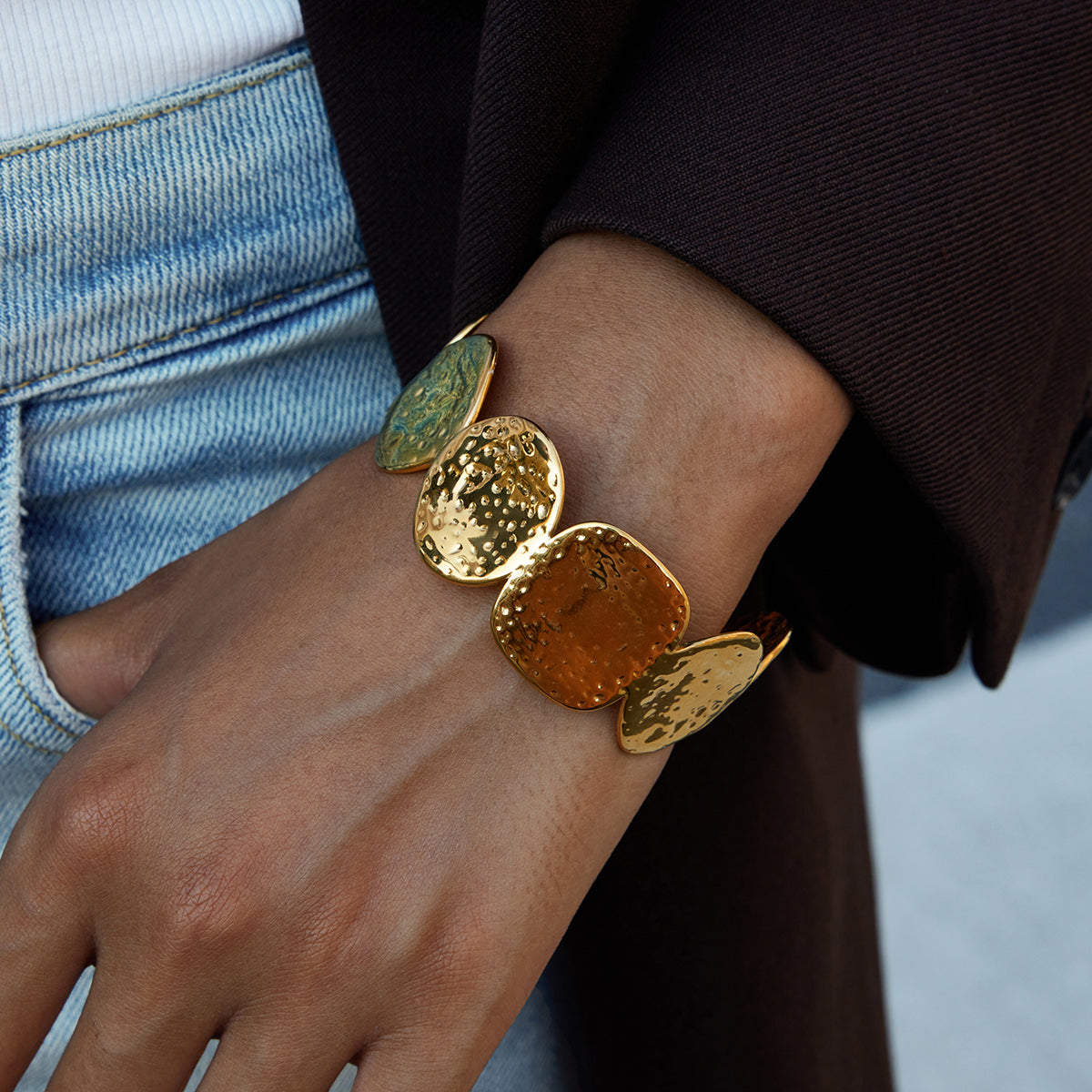 Meltemi Hammered Disc Bracelet