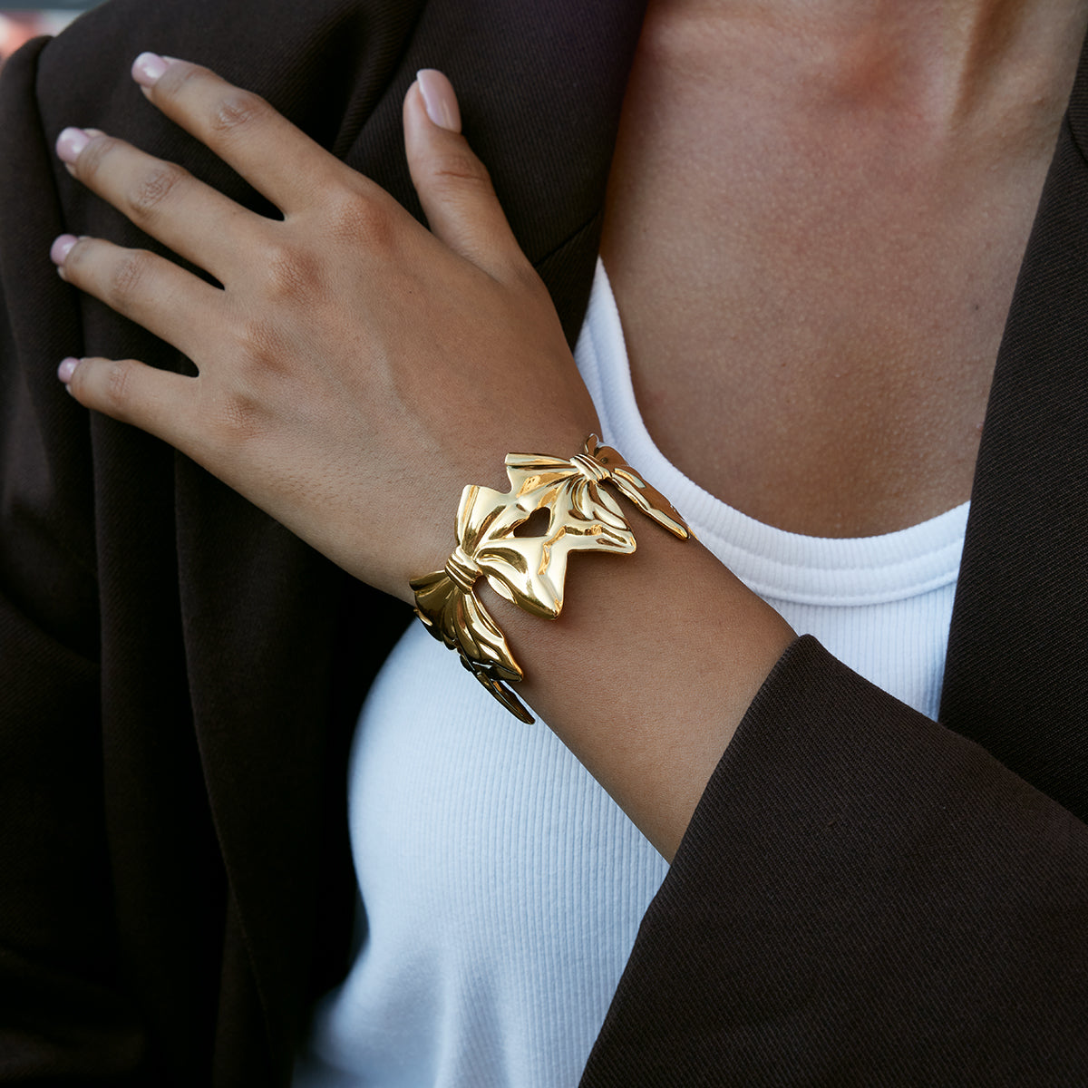 Almond Blossom Bow Cuff Bracelet