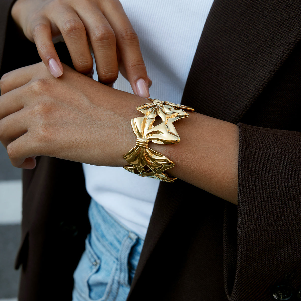 Almond Blossom Bow Cuff Bracelet