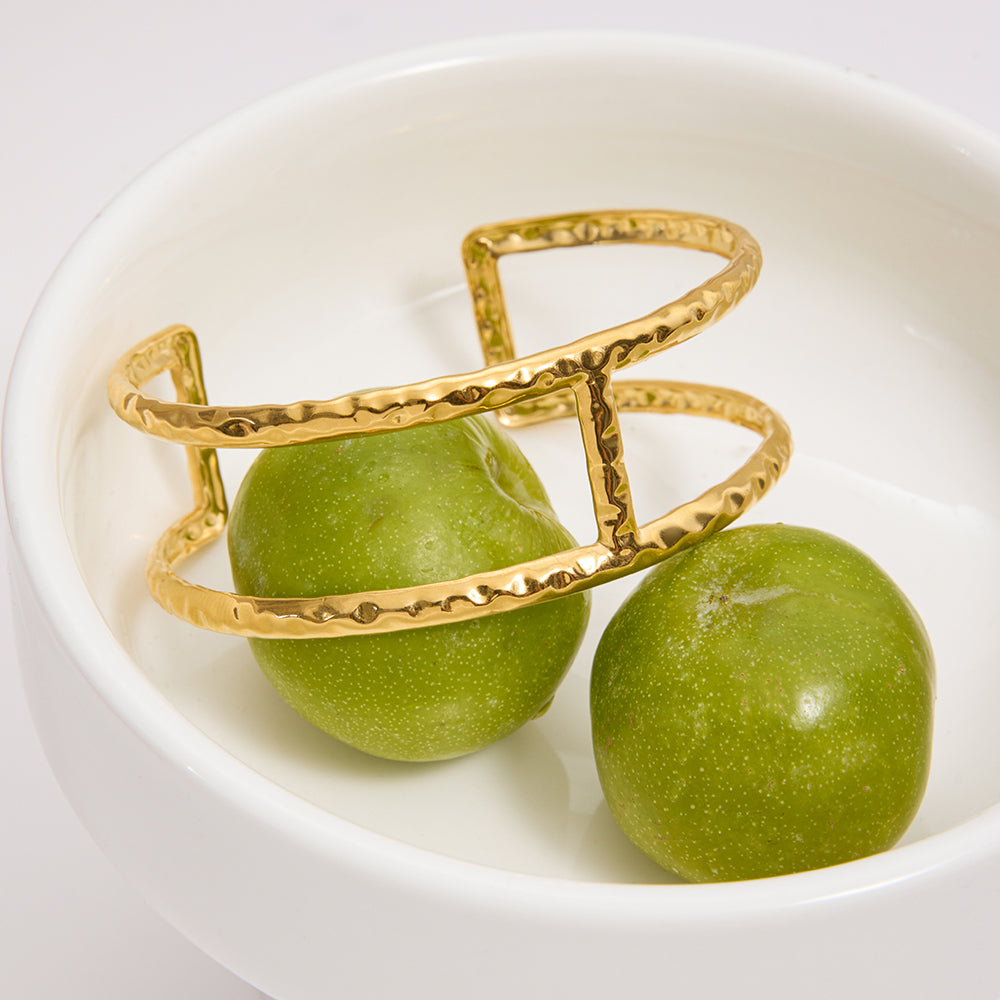 Dune Hammered Double Bar Cuff Bracelet