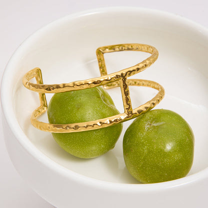 Dune Hammered Double Bar Cuff Bracelet