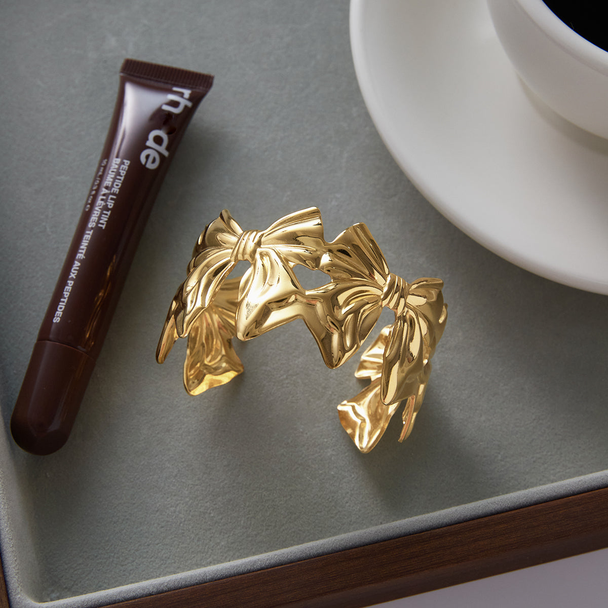 Almond Blossom Bow Cuff Bracelet