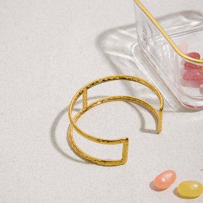 Dune Hammered Double Bar Cuff Bracelet