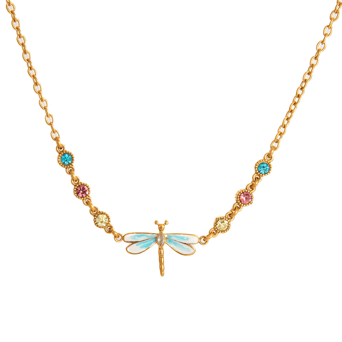 Lavender Enamel Dragonfly Necklace