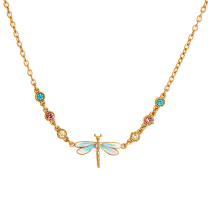 Lavender Enamel Dragonfly Necklace