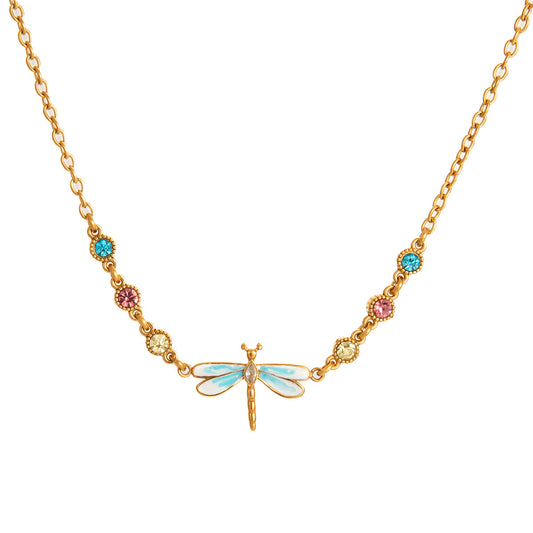 Lavender Enamel Dragonfly Necklace