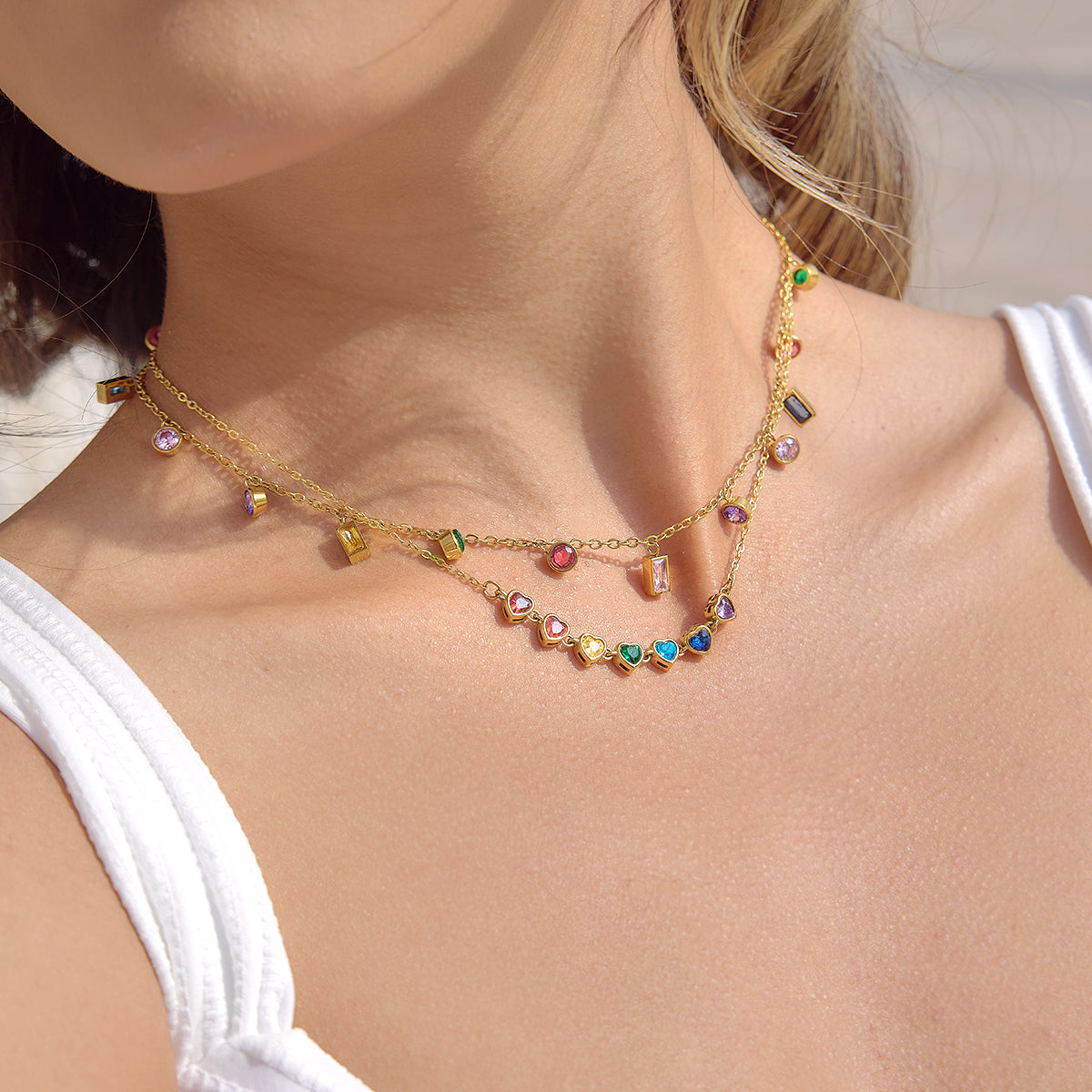 Solstice Heart Tennis Necklace