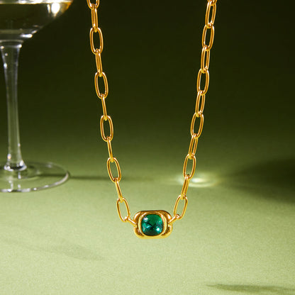 Myrtle Green Stone Paperclip Necklace