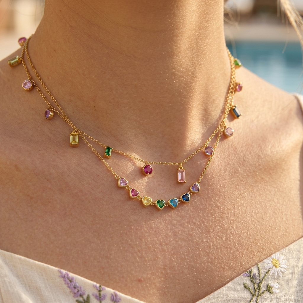 Solstice Heart Tennis Necklace