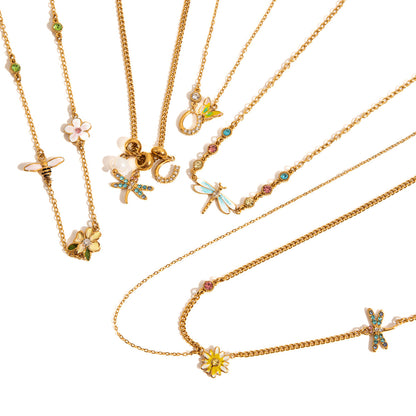 Lavender Enamel Dragonfly Necklace