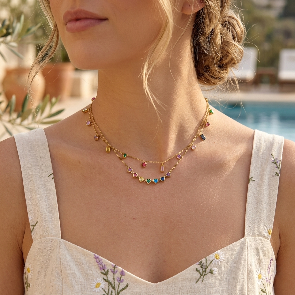 Solstice Heart Tennis Necklace