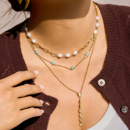 Aegean Blue Stone Station Necklace