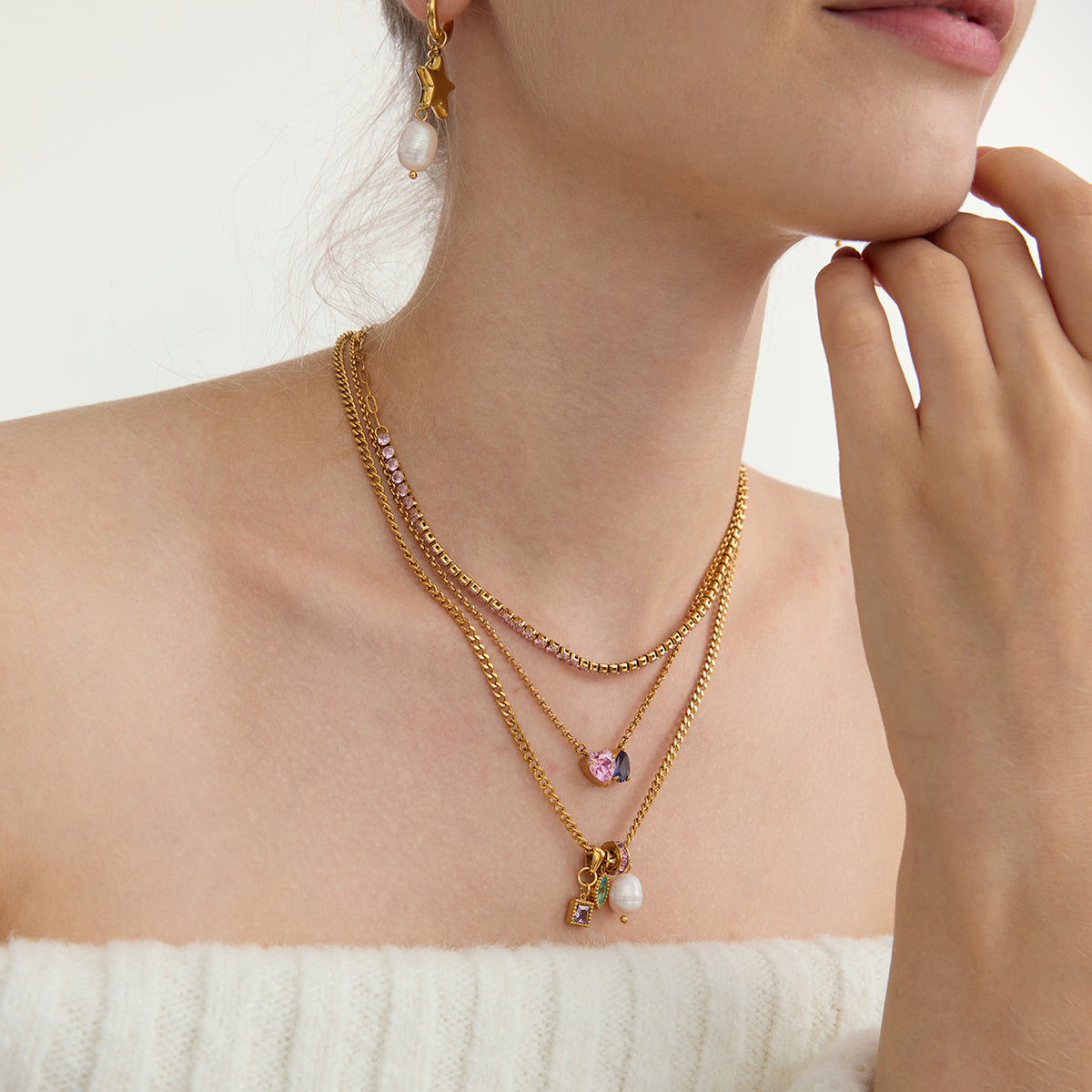 Sirocco Gemstone Charm Curb Necklace