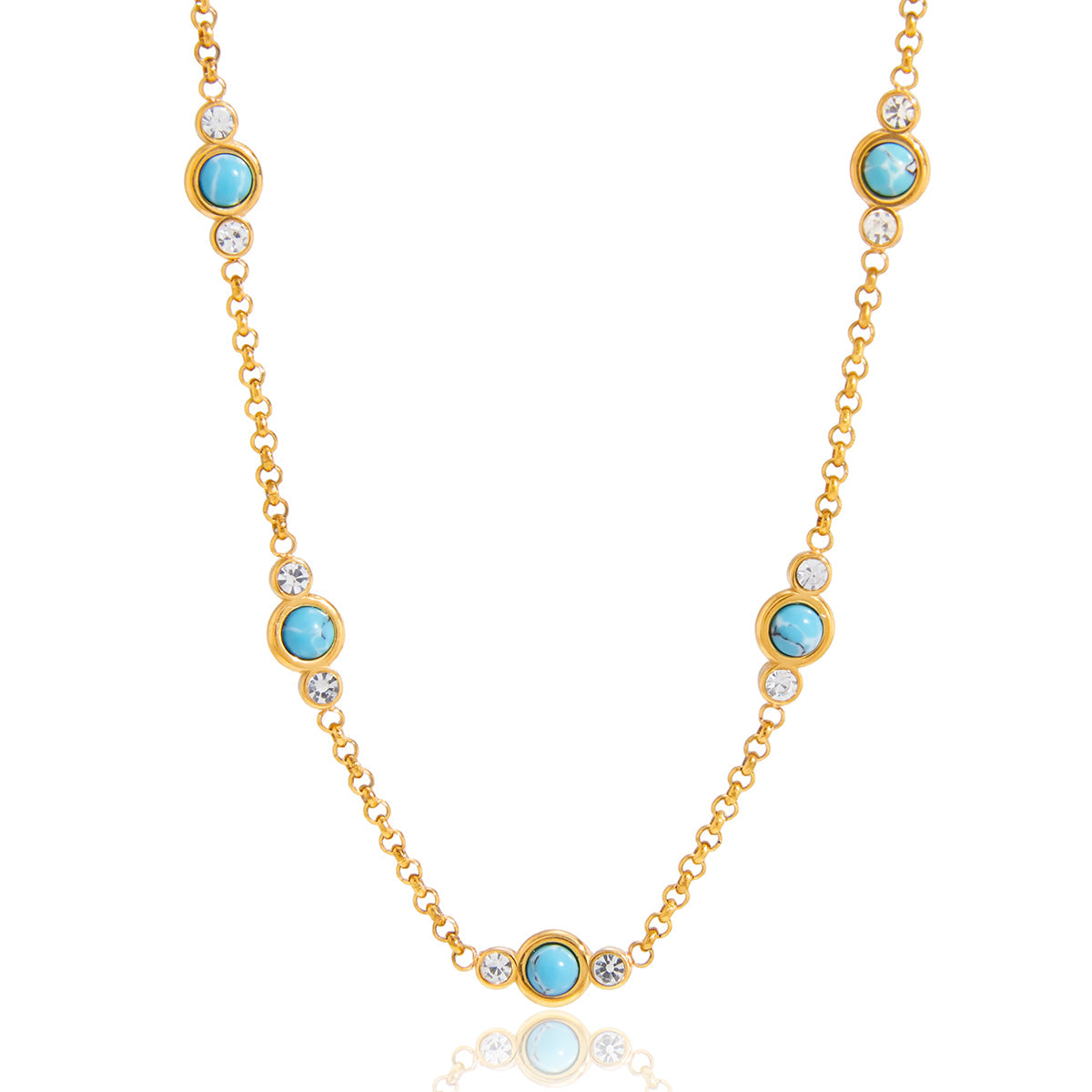 Aegean Blue Stone Station Necklace