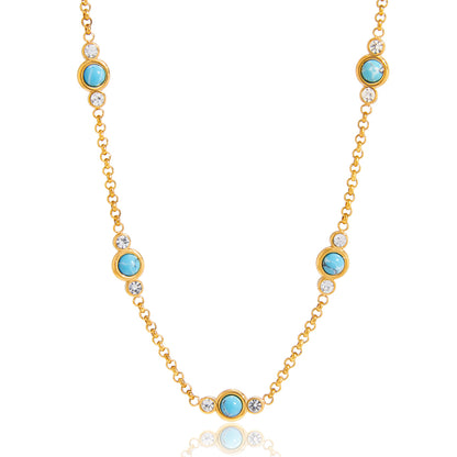 Aegean Blue Stone Station Necklace