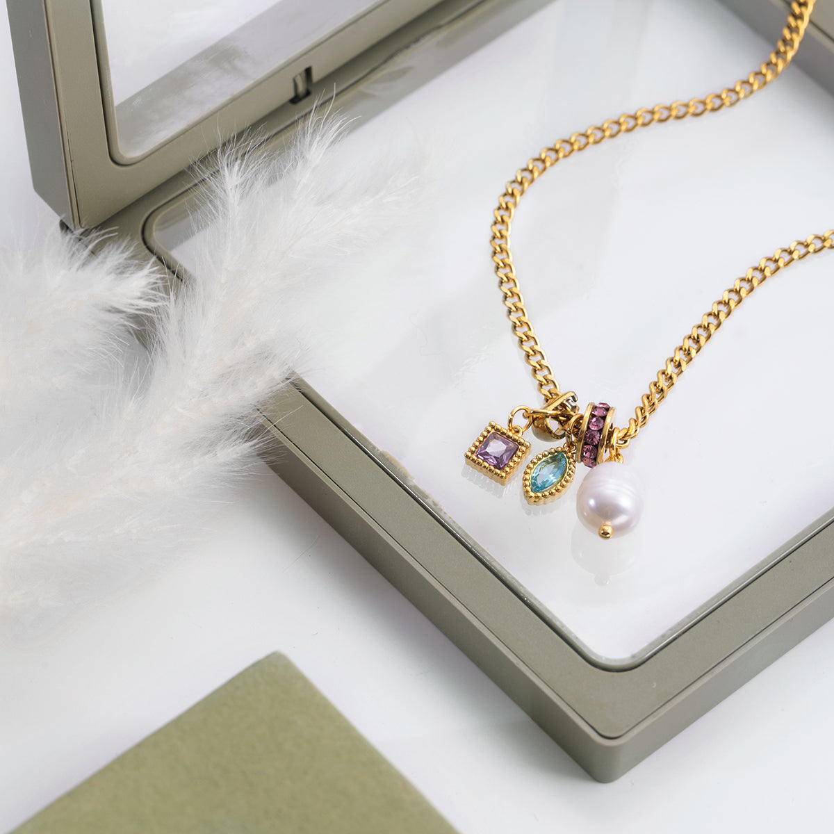 Sirocco Gemstone Charm Curb Necklace