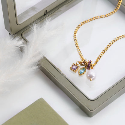 Sirocco Gemstone Charm Curb Necklace