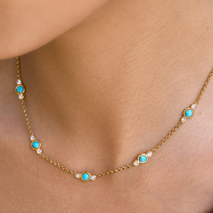 Aegean Blue Stone Station Necklace