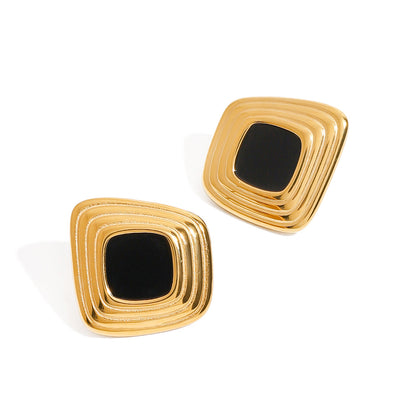 Eclipse Ridged Square Stud Earrings