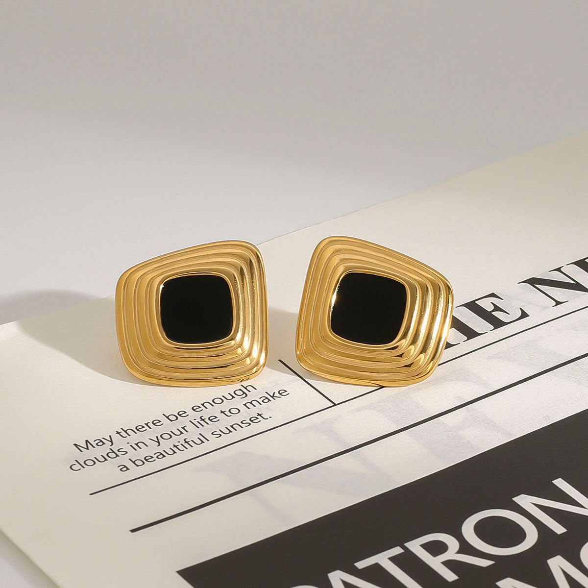 Eclipse Ridged Square Stud Earrings
