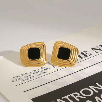 Eclipse Ridged Square Stud Earrings