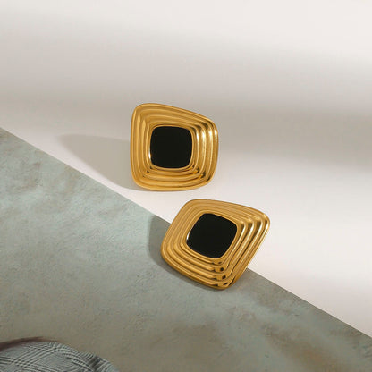 Eclipse Ridged Square Stud Earrings