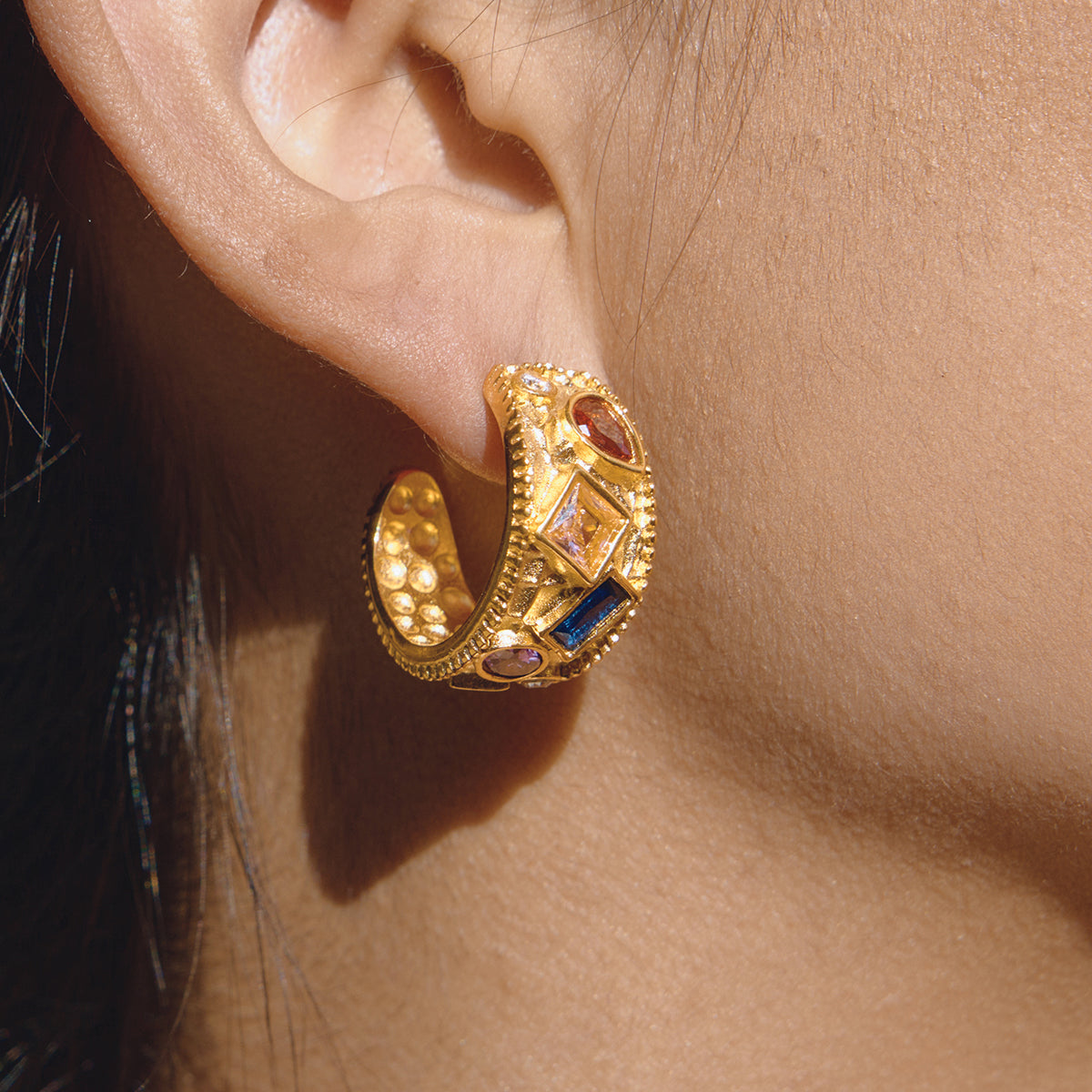 Cyclades Colour Stone Hoop Earrings