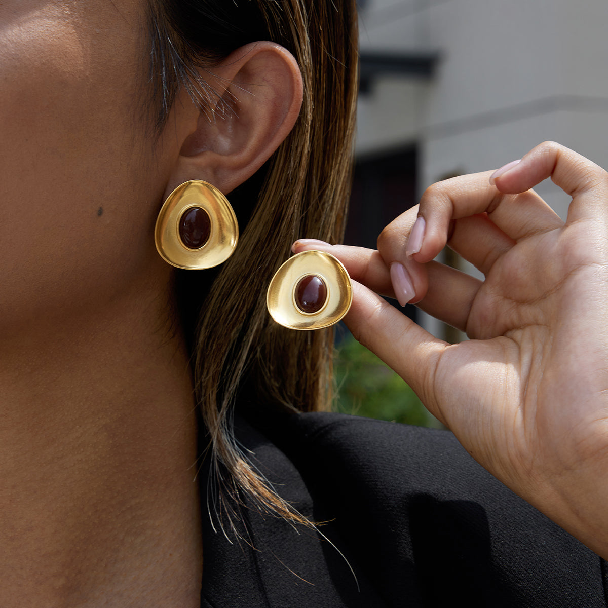 Rockpool Resin Cabochon Stud Earrings