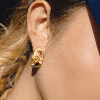 Cyclades Colour Stone Hoop Earrings