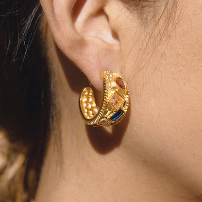 Cyclades Colour Stone Hoop Earrings