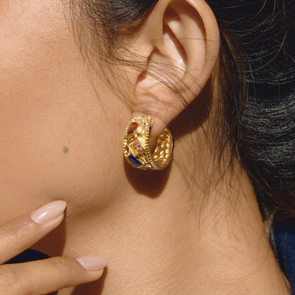 Cyclades Colour Stone Hoop Earrings