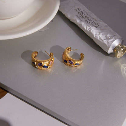 Cyclades Colour Stone Hoop Earrings