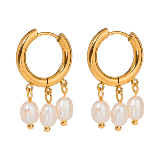 Cove Pearl Trio Huggie Earrings