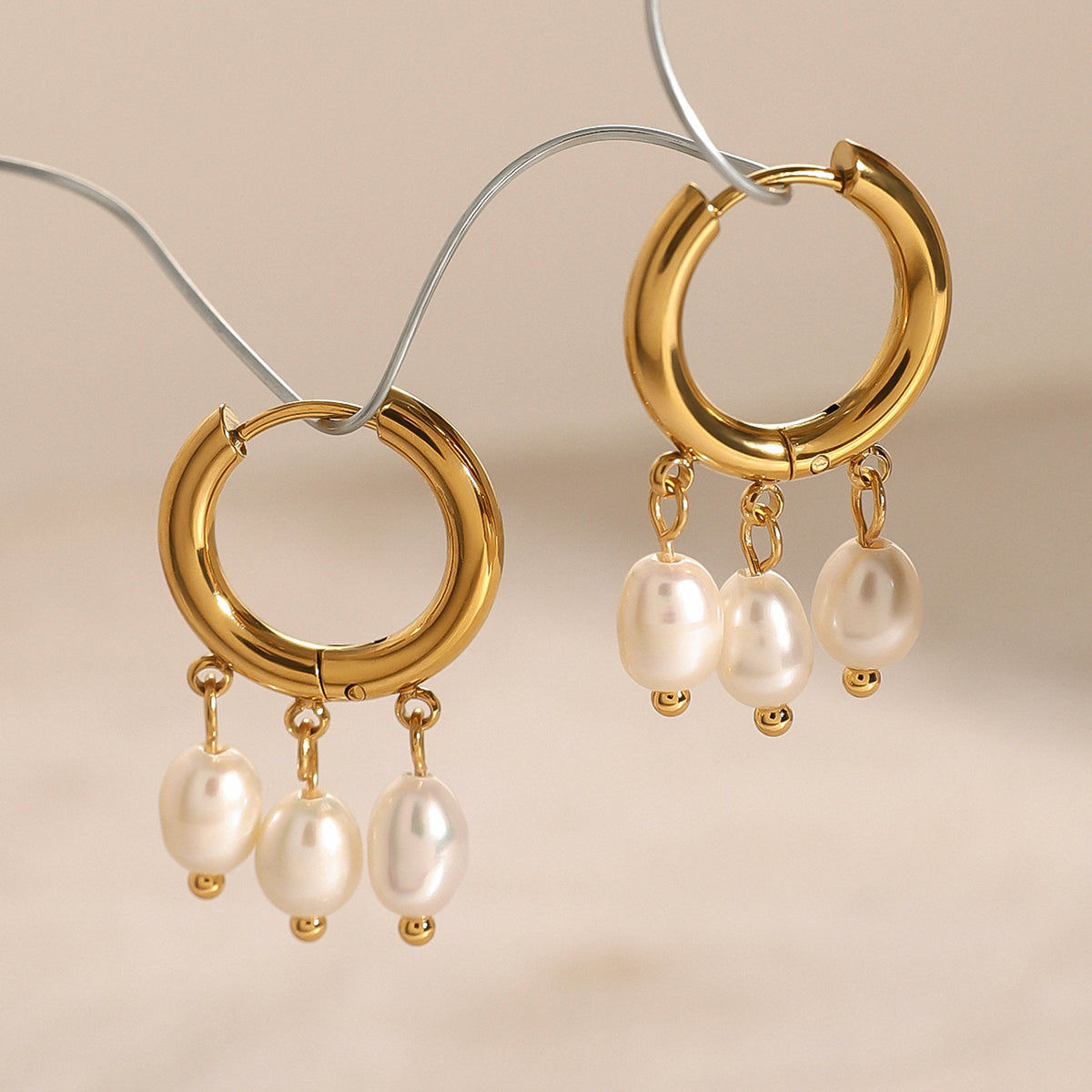 Cove Pearl Trio Huggie Earrings