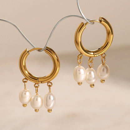 Cove Pearl Trio Huggie Earrings