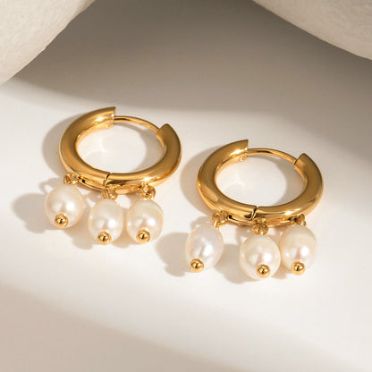 Cove Pearl Trio Huggie Earrings