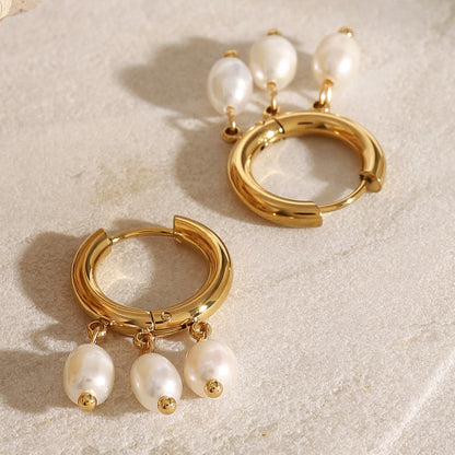 Cove Pearl Trio Huggie Earrings