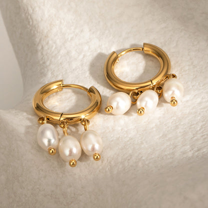 Cove Pearl Trio Huggie Earrings