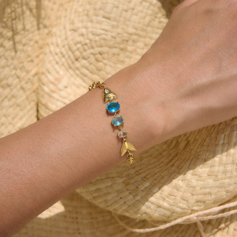 Lagoon Blue Fish Charm Bracelet