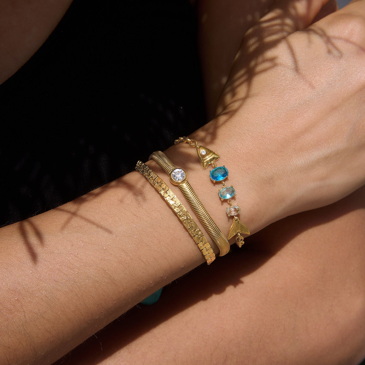 Lagoon Blue Fish Charm Bracelet