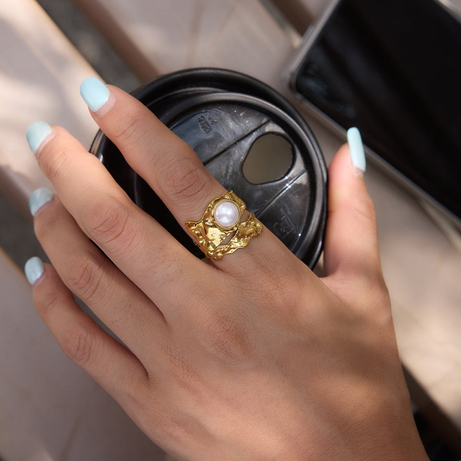 Driftwood Pearl Cuff Ring