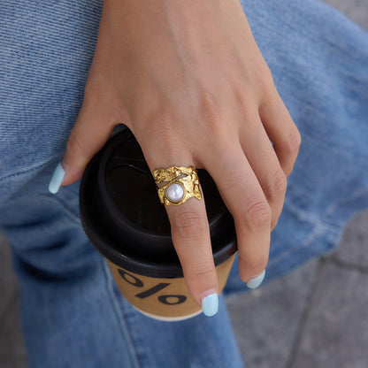 Driftwood Pearl Cuff Ring