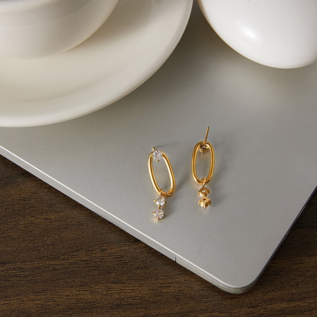 Laguna Oval Link Drop Earrings