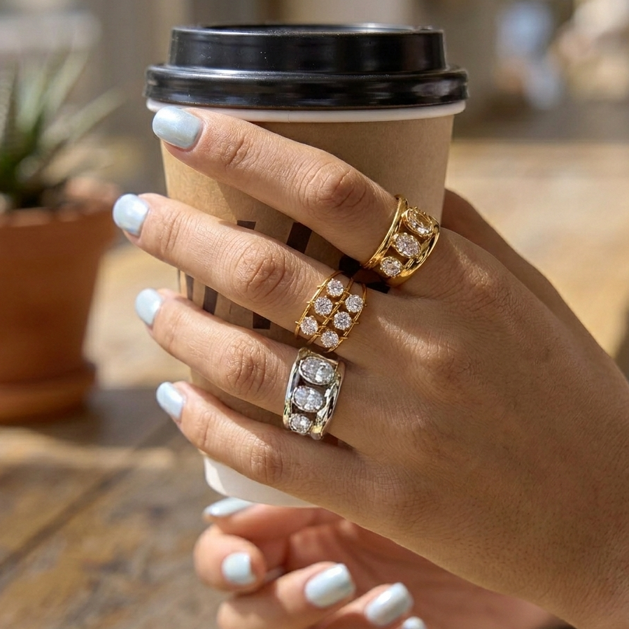 Halcyon Triple Layer Zircon Ring