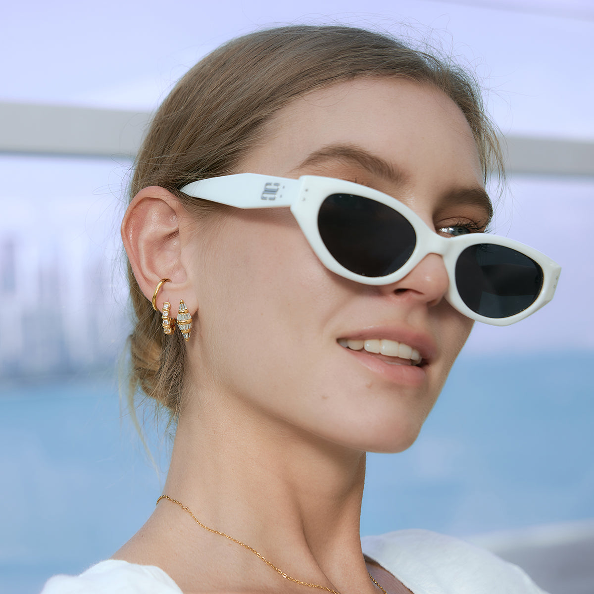 Cypress Rhombus Baguette Stud Earrings