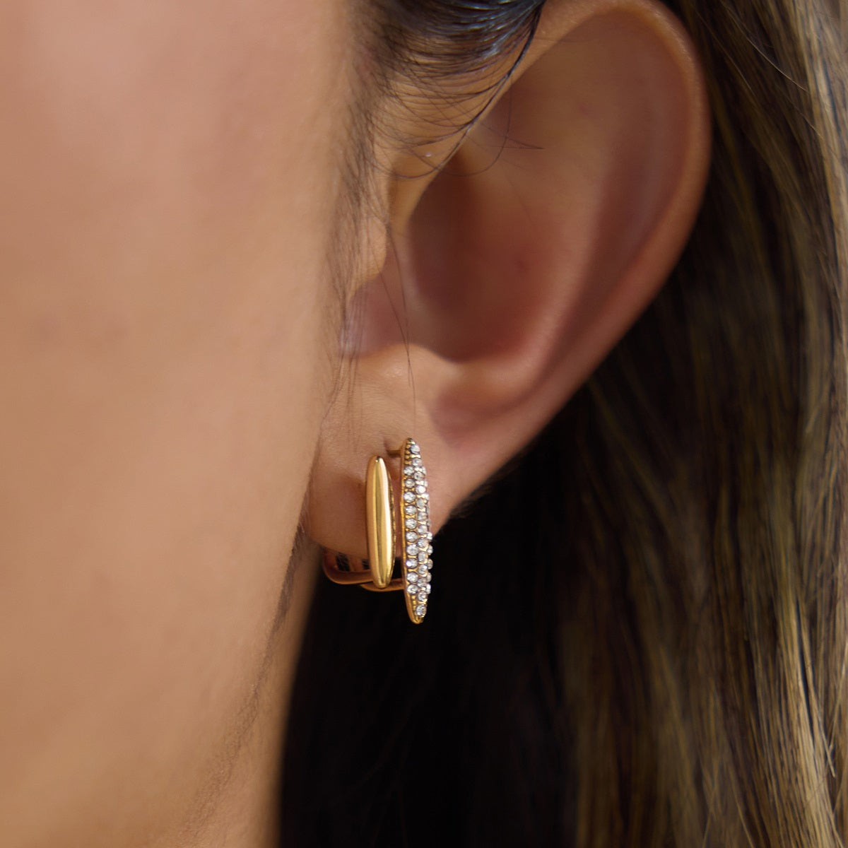 Menorca Pavé Double Bar Earrings